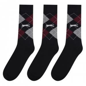 image of Slazenger Argyle Golf Socks 3 Pack Mens - Black/Grey