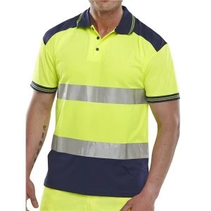 Image of BSeen Polo Shirt Hi Vis Polyester Two Tone 2XL YellowNavy Ref