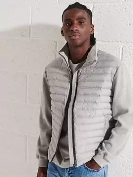 Image of Superdry Mountain Hybrid Bomber Jacket - Grey Size M Men