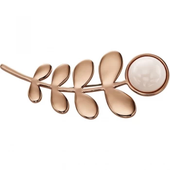 Ladies Orla Kiely Rose Gold Plated Leaf & Stone Brooch