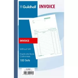 Image of Exacompta Guildhall Duplicate Invoice Book 210mm x 135mm Pack of 5, white