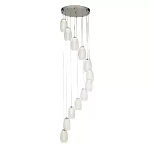 image of Cyclone 12 Light Mu Lighti Drop Pendant, Clear Glass 3000K