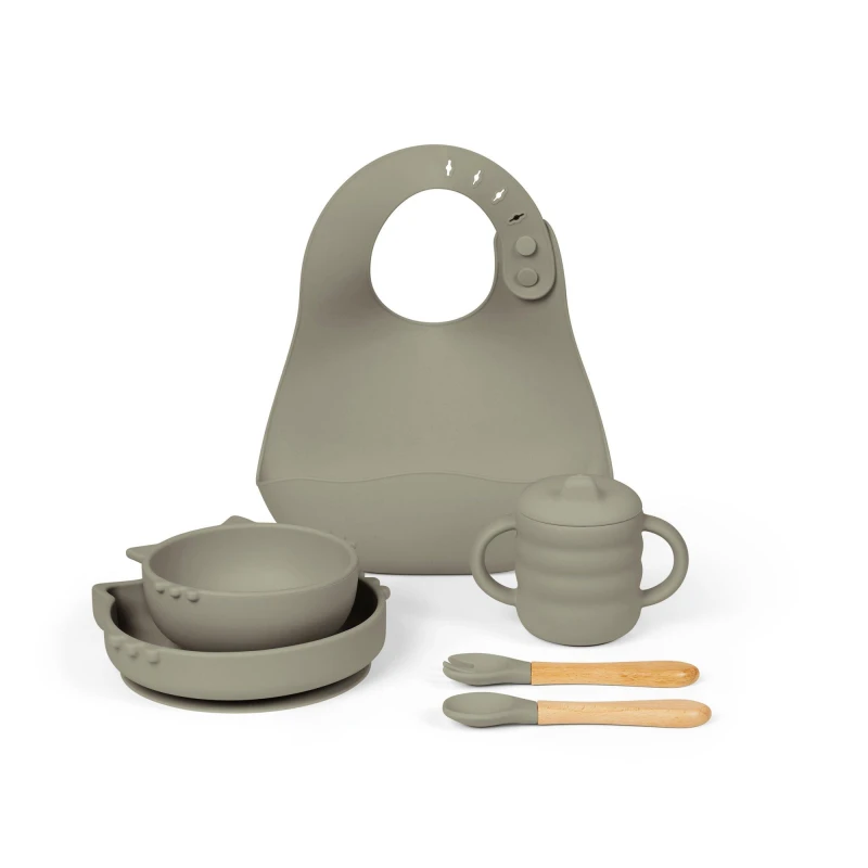 Image of Ickle Bubba 6 Piece Silicone Feeding Set - Green Green One Size