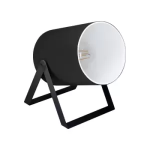 Image of Table Desk Lamp Colour Black Shade Black Outer White Inner Fabric Bulb E27 1x40W