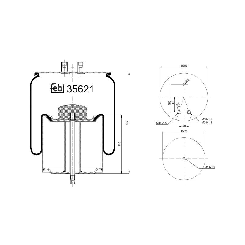 Image of FEBI BILSTEIN 35621 Boot, air suspension Rear Axle Right Boot,air suspension (324)