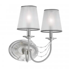 Image of 2 Light Indoor Candle Wall Light Brushed Steel, E14