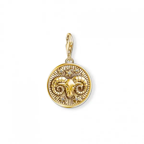 image of Thomas Sabo Charm Club Thomas Sabo Yellow Gold Vintage Aries Zodiac Ch