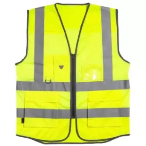 image of Warrior Unisex Adult Executive Hi-Vis Mesh Waistcoat (4XL) (Fluorescent Yellow)