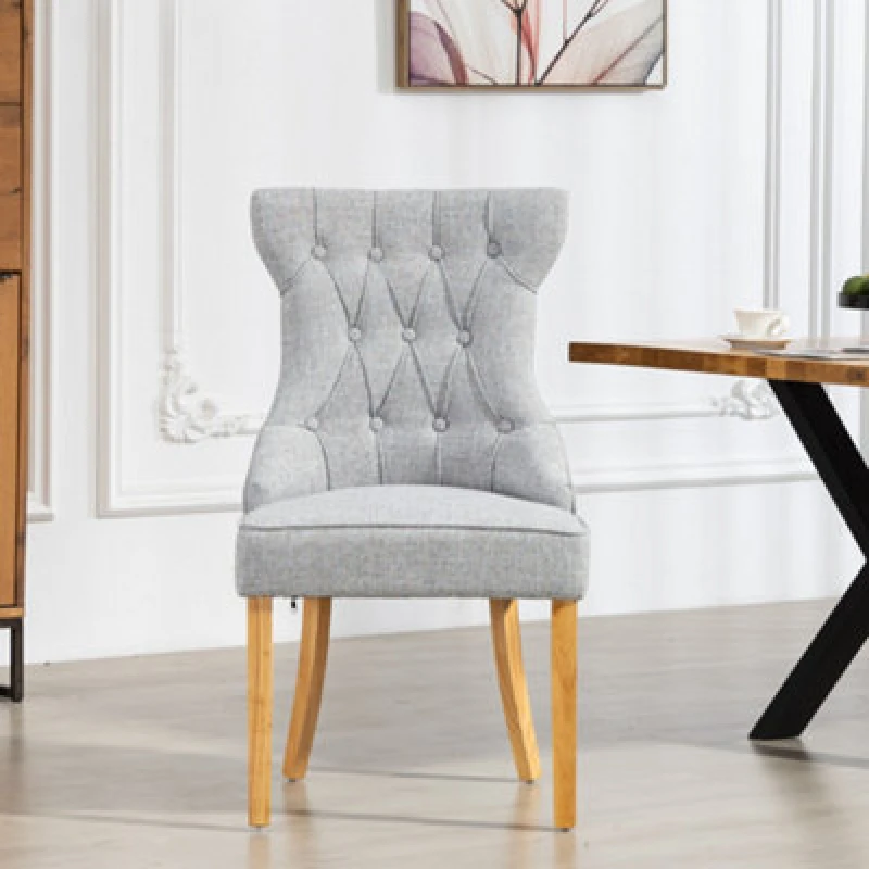 Image of Tiana Fabric Dining Chairs - Set Of 2 - Light Grey