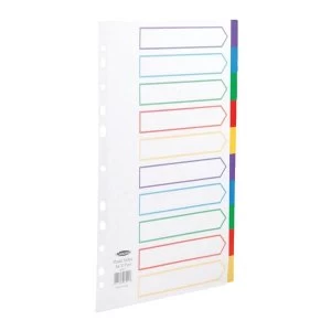 Image of Concord Plastic Subject Dividers Polypropylene 120 Micron Europunched 10-Part A4 Assorted Ref 06901