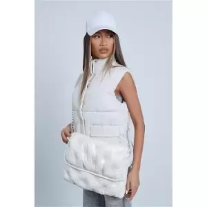 I Saw It First Cream Padded Oversized Quilted Clutch Bag - White