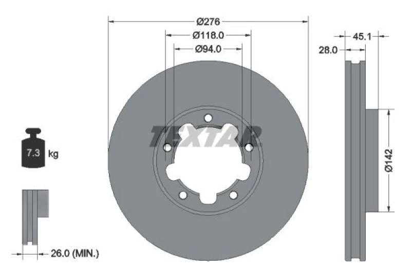 Image of Brake disc TEXTAR 92324003