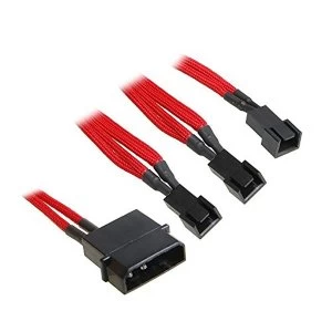 Image of BitFenix Alchemy Molex to 3pin x3 Fan adaptor 12V 20cm - Red
