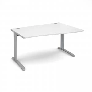 image of TR10 Right Hand Wave Desk 1400mm - Silver Frame White Top