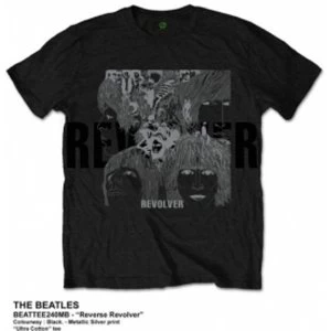 image of The Beatles Reverse Revolver Mens Black Tshirt: Large