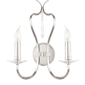 image of Pimlico - 2 Light Indoor Candle Wall Light Polished Nickel, E14 - Elstead