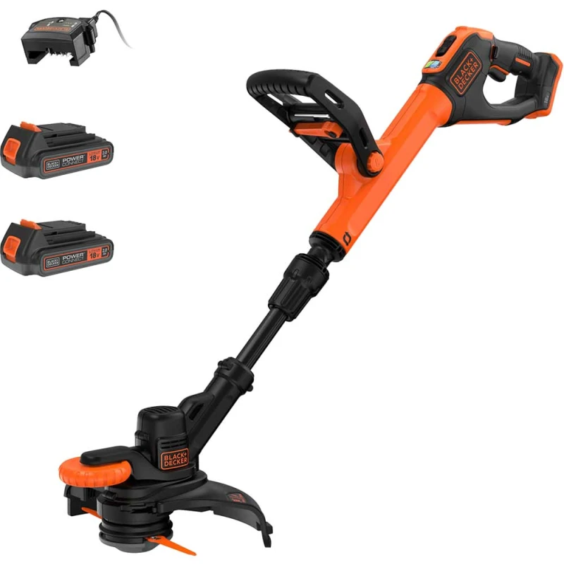 Image of Black and Decker BCSTR918 18v Cordless Resin Blade Telescopic Grass Trimmer and Edger 280mm BCSTR918D2 Batteries: 2 x 2ah Li-ion