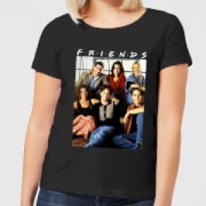 Image of Friends Vintage Character Shot Womens T-Shirt - Black