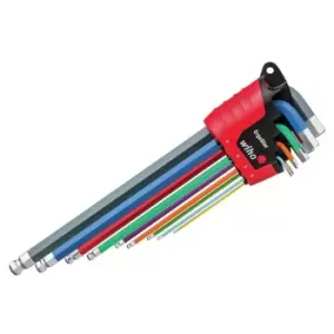 image of 43849 ErgoStar Colour Hex Ball End L-key Set, 9 Piece WHA43849 - Wiha