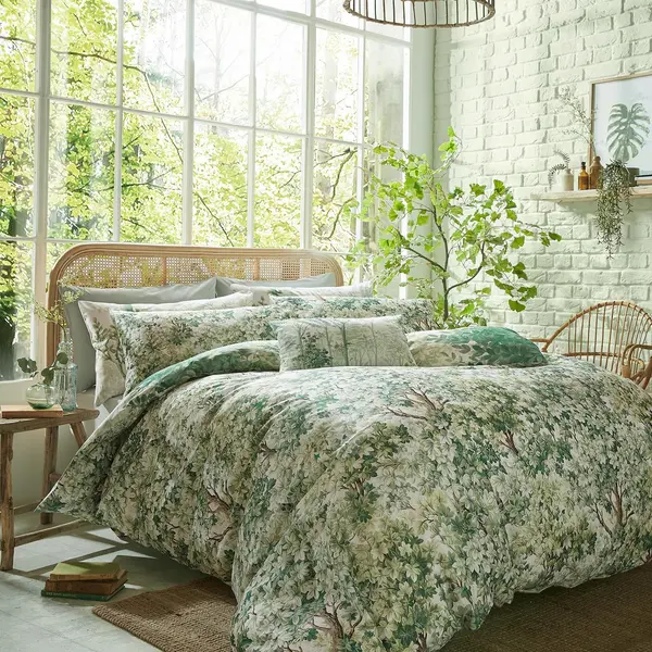 Image of Graham & Brown Coppice Forest Duvet Set, Super King, Sage