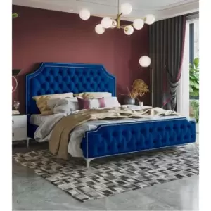 Image of Gaia Bed Double Plush Velvet Blue