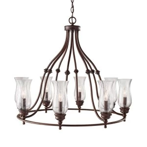 Image of 8 Light Multi Arm Chandelier Antique Bronze Finish, E14