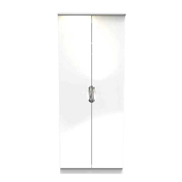 Image of Welcome Furniture Ready Assembled Camden 2 Door Mirrored Robe In White Gloss