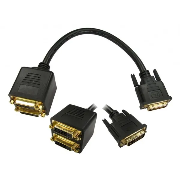 image of Cables Direct Male DVI-D to 2x Female DVI-D Splitter Cable