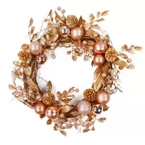 image of 55Cm Bauble Christmas Wreath Rose Gold