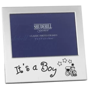 image of Satin Silver Occasion Frame It's A Boy 5x3