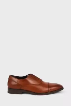 Image of Tan Leather Oxford Toe Cap Shoes