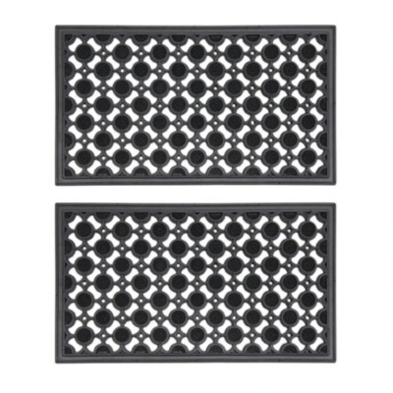 Image of JVL JVL Elipses Circles Rubber Doormat 40x70 x 2 pack Black
