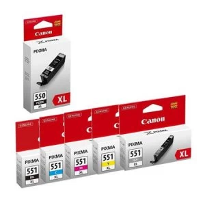 Image of JetTec Canon PGI550XL Black And CLI551XL Tri Colour Ink Cartridge