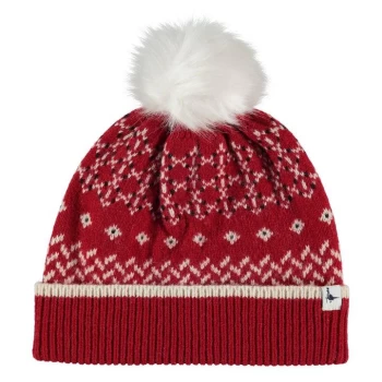 Jack Wills Westbrook Fair Isle Wool Blend Beanie - Red