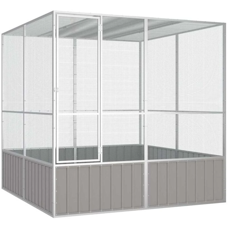 Image of vidaXL Bird Cage Grey 213.5x217.5x211.5cm Galvanised Steel, Grey 171552