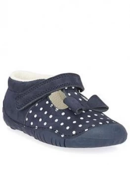 Start-rite Baby Girl Wiggle Shoes - Navy Polka Dot, Navy Polka Dot, Size 2.5 Younger