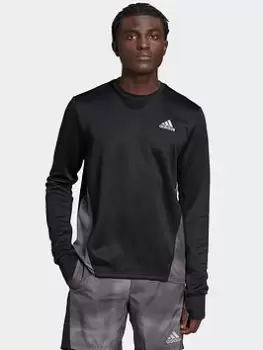 Image of adidas Own The Run Colorblock Sweatshirt, Black Size XS Men
