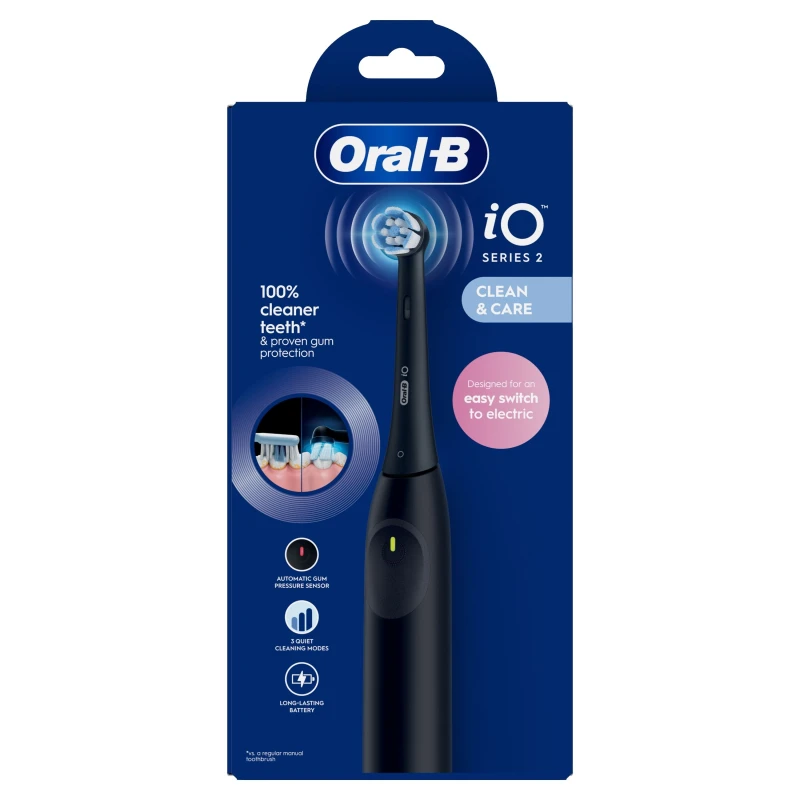 Image of Oral B Oral B Oral-B iO2 Night Black Electric Toothbrush with Smart Pressure Sensor in Clear Clear One Size Unisex 8700216345163