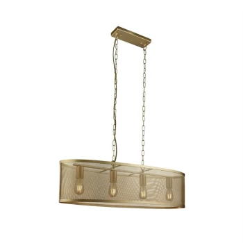 Image of Searchlight Fishnet - 4 Light Bar Pendant Mesh Matt Gold, E27