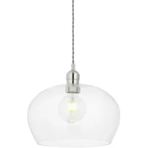 Image of Livorno Single Pendant Ceiling Lamp, Bright Nickel Plate, Glass