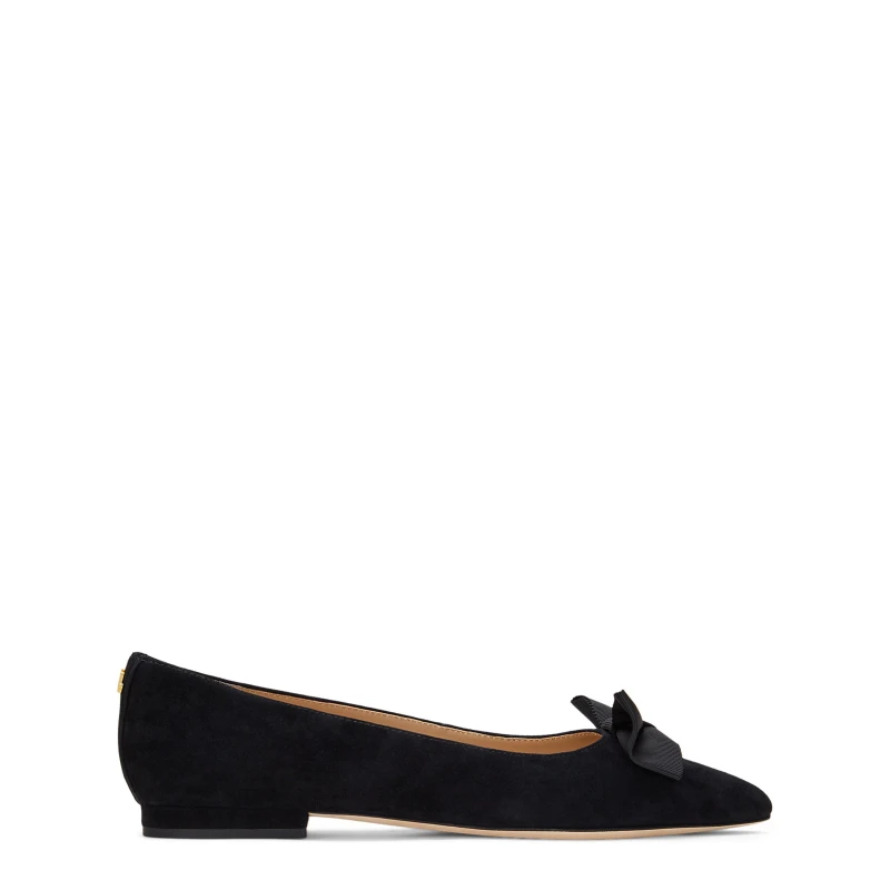 Image of Lauren by Ralph Lauren Londyn Bow Ballet Pumps - Black 4