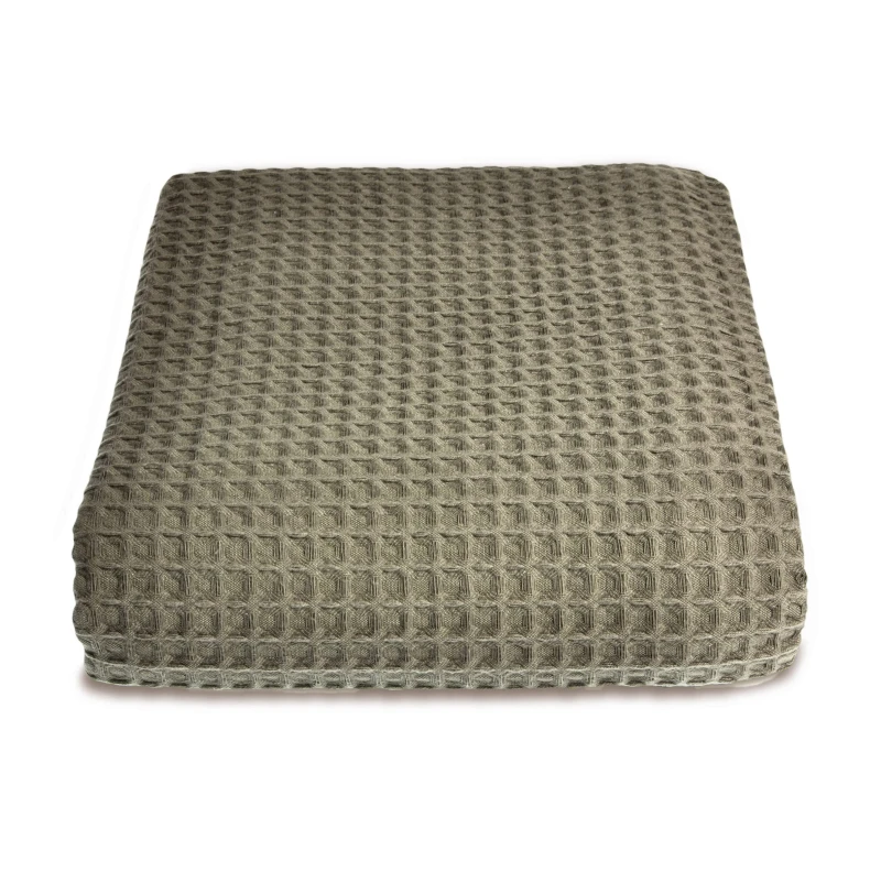 Image of Allure Bath Fashions Luxury Hotel Waffle Throw Blanket Bedspread - 100% Cotton in Khaki Size: Small Khaki Unisex Small