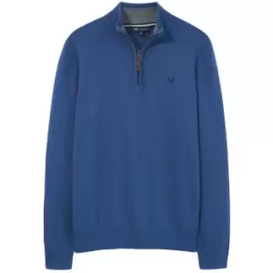 Image of Crew Clothing Mens Classic Half Zip Knit Sweater Dark Blue XL