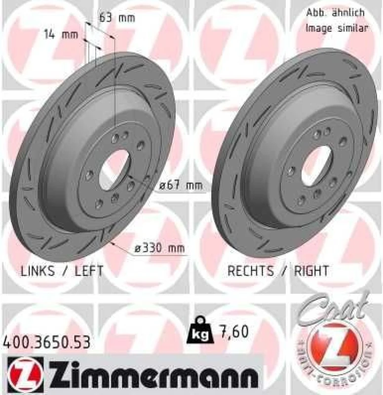 Image of ZIMMERMANN Brake disc ZIMMERMANN 400.3650.53