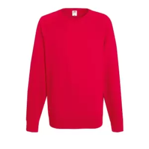 Image of Fruit Of The Loom Mens Lightweight Raglan Sweatshirt (240 GSM) (M) (Red)