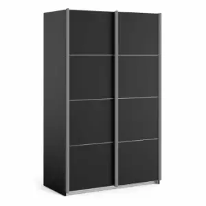 image of Verona Sliding Wardrobe 120Cm In Black Matt With Black Matt Doors With 5 Shelves