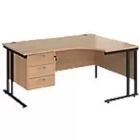 image of Dams International Right Hand Ergonomic Desk MC16ERP3KB 1,600 x 1,200 x 725 x 800 - 990 mm