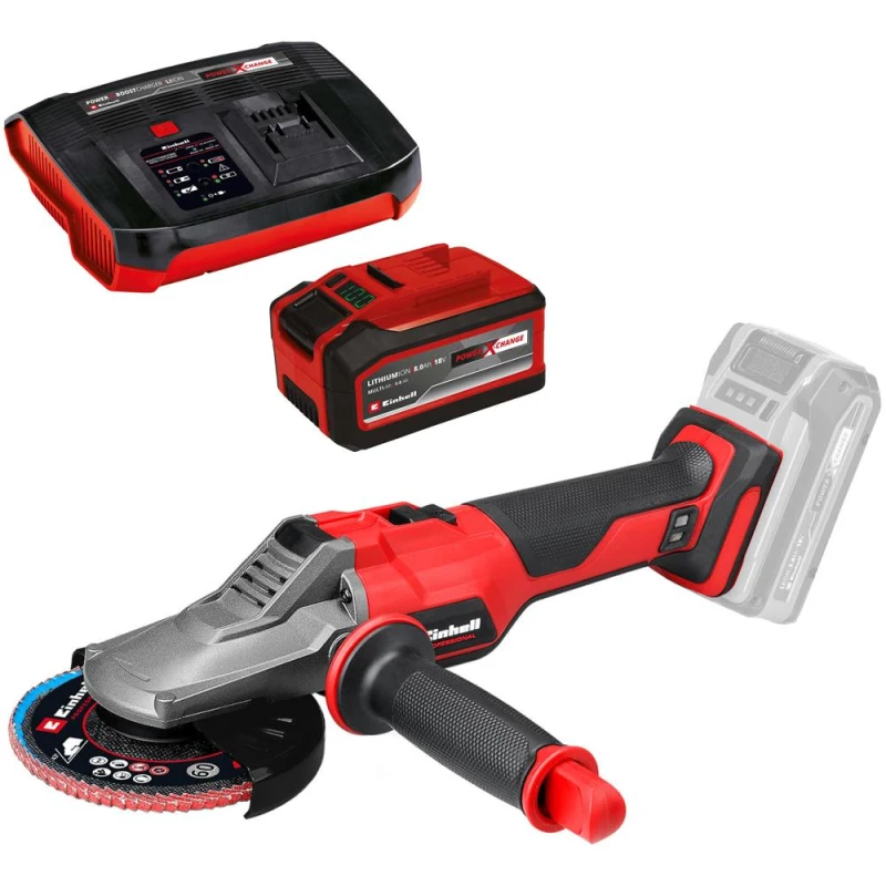 Image of Einhell Professional TP-AG 18/125 F Li BL 18v Cordless Brushless Angle Grinder 125mm 1 x 8ah Plus Li-ion Charger No Case TP-AG 18/125 F Li BL