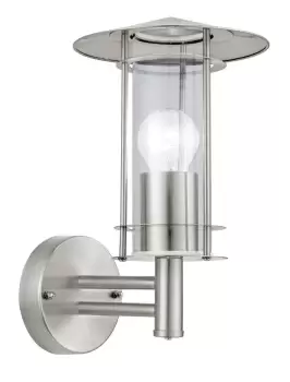 Image of IP44 Outdoor Wall Light Stainless Steel & Glass Shade 1 x 60W E27 Porch Lamp