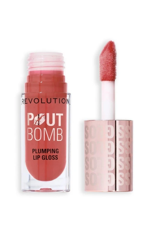 Image of Revolution Pout Bomb Plumping Lip Gloss Melba Warm Peach